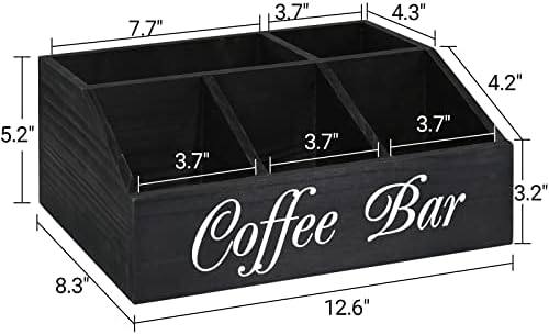 Organizador de café Organizador de café Organizador para balcão, cesto de armazenamento de suportes de cafeteira de madeira,