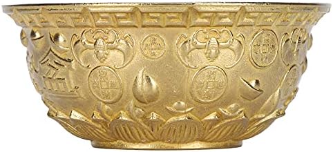 Tigela de tesouro de latão artesanal, boa tigela da sorte portátil Brass Treasure Bowl Decorações de artesanato de tesouro