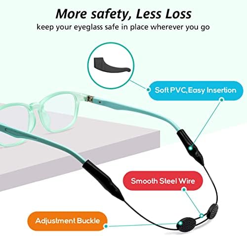 Cinta de óculos ajustáveis, 4 pacote de pacote Anti -deslize sem óculos de sol de cauda tiras de óculos com alcance