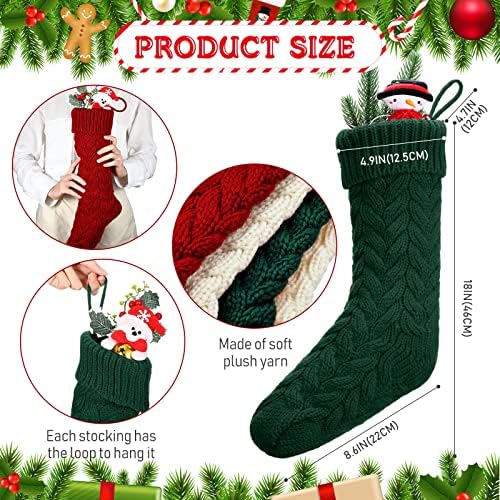 18 polegadas de tricotar meias de Natal com tags de nome Defina meias de Natal para Decoração de Natal da Família