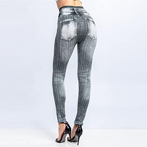 Calça de ioga grossa yalfjv perneiras para mulheres jeans elásticos leggings tistas térmicas imitação imitação de jeans de