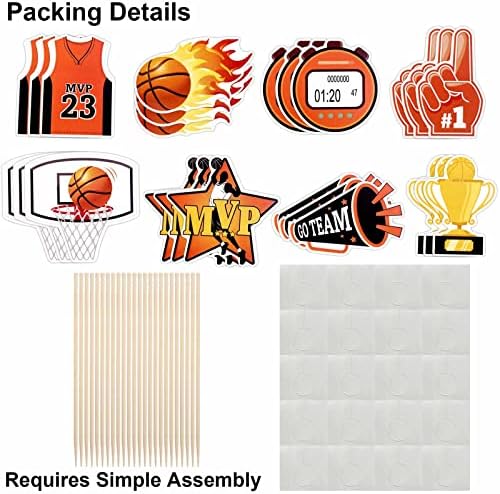 Fcovuvdbd 24 PCs Basketball Theme Cupcake Topper, bandeiras de palito de cupcake de festa esportiva para meninos adultos adultos esportes de festas de festa temática