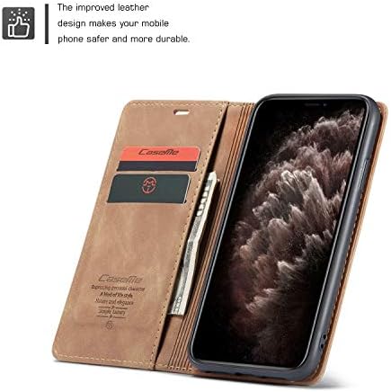 Copaad iPhone 11 Pro Max Wallet Case, estilo vintage textura fosca de couro macio capa de protetor magnética com kickstand e slots de suporte para iPhone 11 Pro Max, Brown