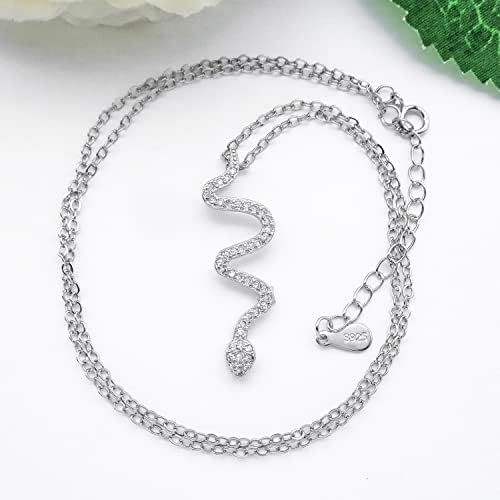 Hiqmic 925 Sterling Silver Chain Fashion Snake Shape SHINESTONE PENENTE PENENTE PENDENTE GOLDRES DE JOIXAS PREVENDIDAS DE GOLD para mulheres 16 -18, WK99081