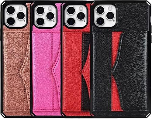 Caixa BNEGUV para iPhone 12/12 Pro/12 Pro Max, Caixa de flip de traseiro magnético da carteira com slots de cartão e esconderijo de pulso escondido Strap Strap TPU Interior à prova de choque