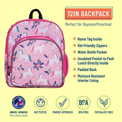 Wildkin Kids Backpack de 12 polegadas e pacote de guarda-chuva para conforto em movimento