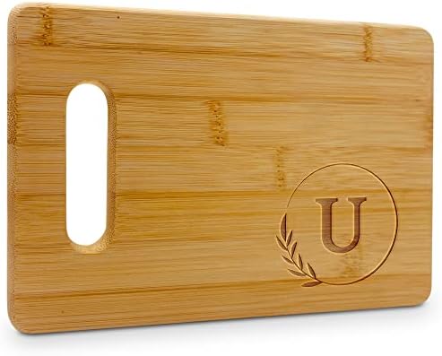 Placas de corte personalizadas - pequena placa de corte gravada com monograma - 9x6 Construtora de corte de bambu personalizada com