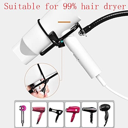 Suporte do secador de cabelo ajustável CTVR, suporte de secador de sopro de 360 ​​graus, suporte de cabelo de cabelos com mãos de aperto, adequado para banheiros