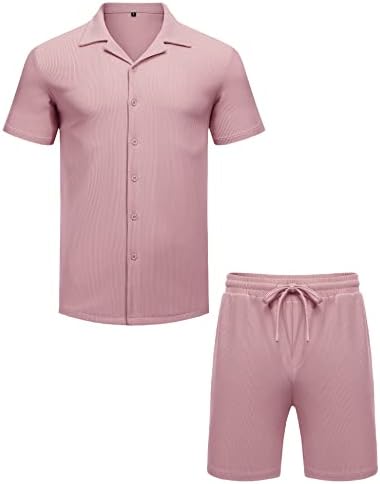 Camisa e shorts masculinos de Astoseu estabeleceram roupas casuais de manga curta para baixo, roupas de verão