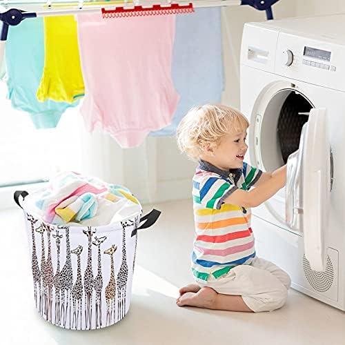 Foduoduo Roupa de lavanderia Girafas Arte Tester com Handles Turmper Saco de armazenamento de roupas sujas para quarto, banheiro,