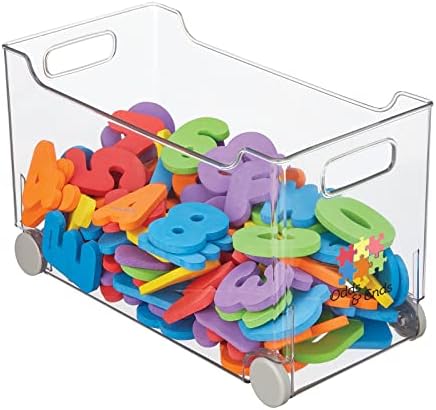 MDESIGN PLÁSTICA Storage Storage Bin Box com rodas rolantes e alça para organização de brinquedos - sala de jogos, jogos, sala de