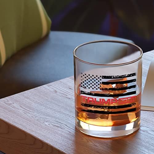 Patriots Cave Trump 2024 American Flag in Black | 11 Oz Bourbon Whisky Rock Glass | Voas de degustação de uísque antiquadas