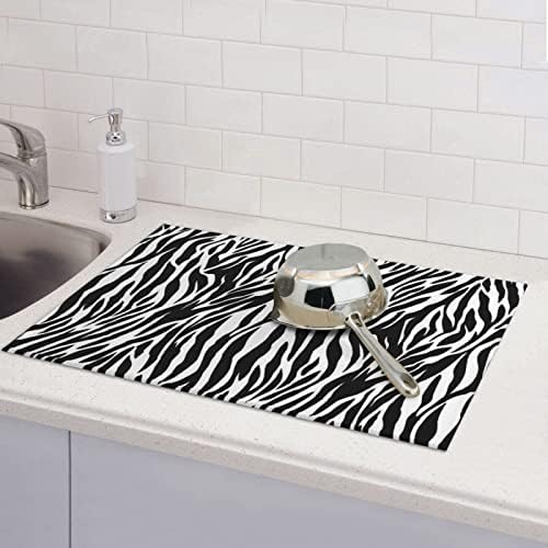 Polícia de secagem de cozinha impressa em zebra estampada Microfiber Dishing para restaurante de cozinha absorvente de dupla face