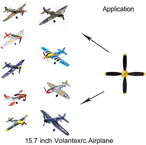 3 conjuntos de hélice RC Plane de 4 lâminas com poupadores de hélice e um adaptadores para Volantexrc 761-11 761-12 761-13 P40 BF109 P51 F4U T28 Airplano