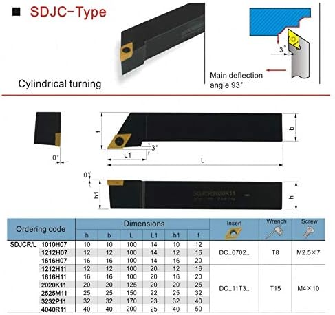 Mountain Men Men Torno, ferramenta de torneamento CNC 12mm 16mm 20mm SDJCL1616H07 BARMA DE CORTE CNC CNC Turnando o carboneto de arboras de arboras inserir ferramentas externas de ferramentas de aço com fixação de aço, grooving, máquina, máquina