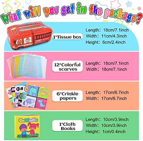 Yrissmiss Baby Tissue Box Toys Montessori Toys para Baby 6-12 meses de alto contraste Brinquedos de bebê 0-6 meses