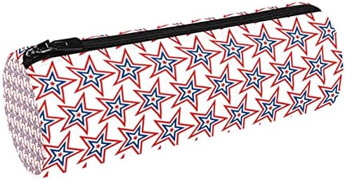 America Star Blue Red Pattern Padrão Lápis Estudante Papelista Pouca Zipper Bolsa de maquiagem Bolsa de cosméticos para