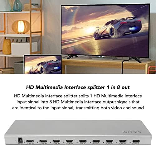 VBESTLife HDMI Distribuidor, 1 em 8 em 4k Adaptador espelhado de distribuidor de interface multimídia em áudio e vídeo 4K, compatível com 4K, 1080p, para casa, escritório, etc.