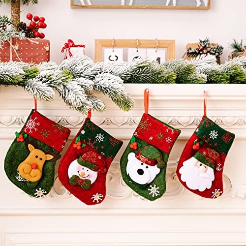 Ynport Christmas penduradas meias ornamentos conjuntos de árvores de natal pluxus meias decoração pequena doce bolsa