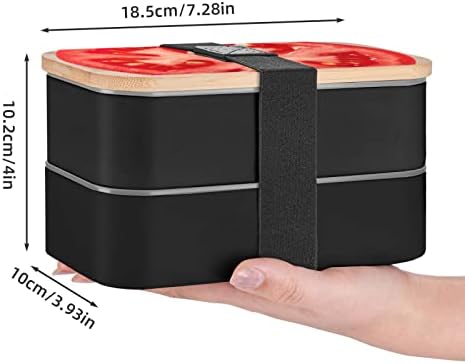 Tomate Slice Lunch Box Bento com alça ajustável atualizada, recipiente de alimentos à prova de vazamento reutilizável