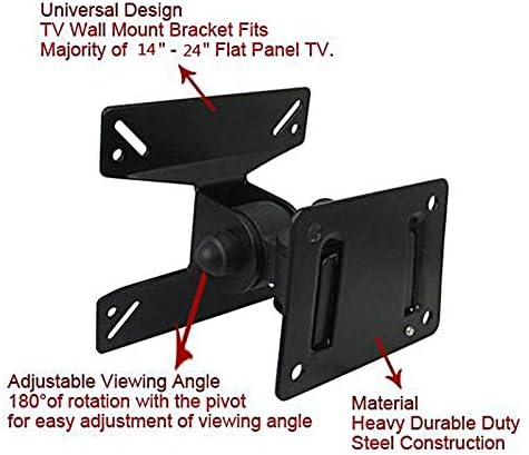 não-logo wjdwj universal ajustável 0,28 kg suporte de suporte de parede de parede suporta de 180 graus rotação para 14-24 polegadas LED LED TV de painel plano