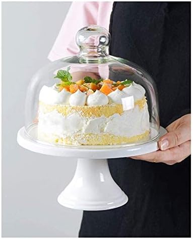 Placa de cerâmica limpa com capa de vidro capa de sobremesa do hotel bandeja de degustação doméstica queijo de frutas bife bolo de bolo de bolo de bolo simples cúpula 0121