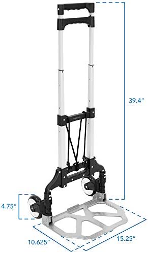 MONTAGEM! Caminhão de mão dobrável e boneca, 165 lb Capacidade de carrinho de carrinho de bagagem pesada com alça telescópica e rodas de borracha