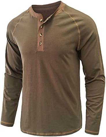 Camisas de pulôver para homens grandes e altos Botão de mola de mola Camiseta redonda Blusa de cor sólida Blusa de manga comprida