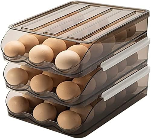 Caixa de armazenamento de ovo doméstico Caixa de armazenamento de gaveta de gaveta Plástico Transparente Bandeja de camada dupla de camadas