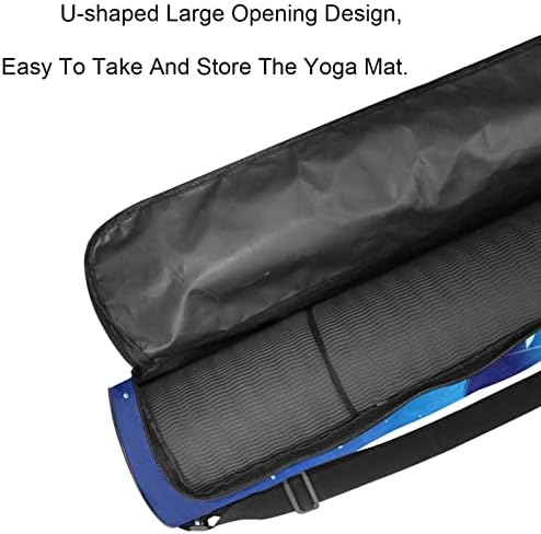 Mermaid Blue Yoga Mat Bags Full-Zip Yoga Carry Bag for Mulher Men, Exercício portador de tapete de ioga com cinta ajustável