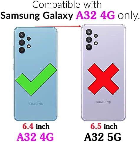 Compatível com Samsung Galaxy A32 4g de 6,4 polegadas Caixa de carteira Crossbody Strap Stand Multifuncional 2in 1 Tampa celular