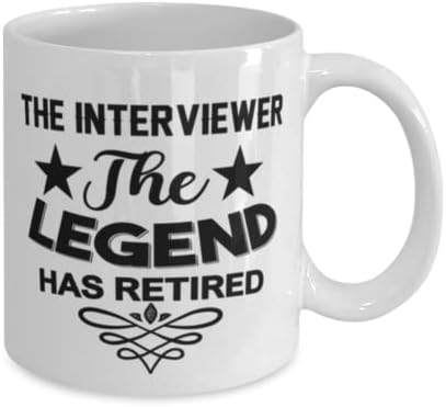 Entrevistador Mug, The Legend se aposentou, idéias de presentes exclusivas para entrevistador, copo de chá de caneca de café