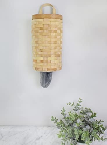 AuLdhome Wicker Mercery Bag Solder; Dispensador de sacola plástica rústica montada na parede para cozinha ou lavanderia