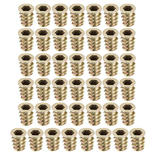 Uxcell Furniture Thread Insert Nuts Alloy de zinco M6 fios internos de 14 mm 50pcs