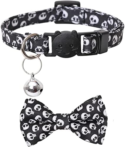 Halloween Cat Collar Breakaway com gravata borboleta fofa e sino para segurança ajustável de gatinhos