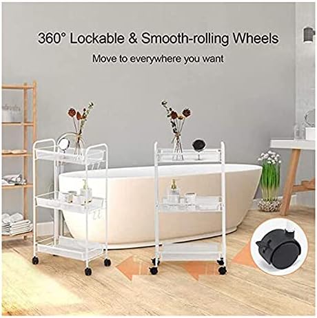 Ataay Mesh Rolling Utilidade Carrinho ， Rolling Utility Cart on Wheels Metal Mesh Mesh Armazenamento de armazenamento Organizador de legumes prateleiras para o escritório da cozinha Banheiro