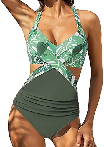 Kimloog Womens Criss Cross Halter Bikini Swimsuitu Baunha Baixa Bowknot Bathing Beachwear