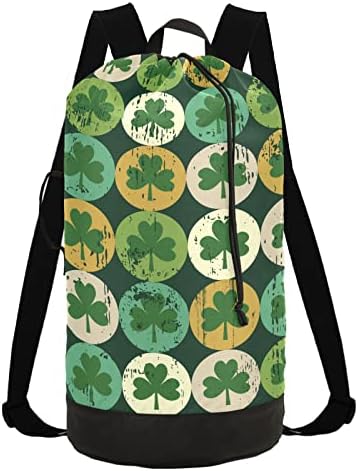 Clovers Laundry Bag com tiras de ombro de lavanderia Backpack Saco de cordão Fechamento de empurramento