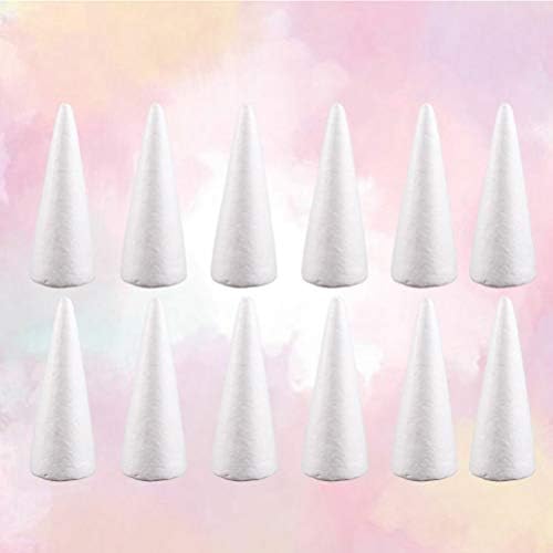 PretyZoom Decoração de casamento 12pcs Cone de espuma artesanal Cones brancos Árvore de Natal Poliestireno Espuma