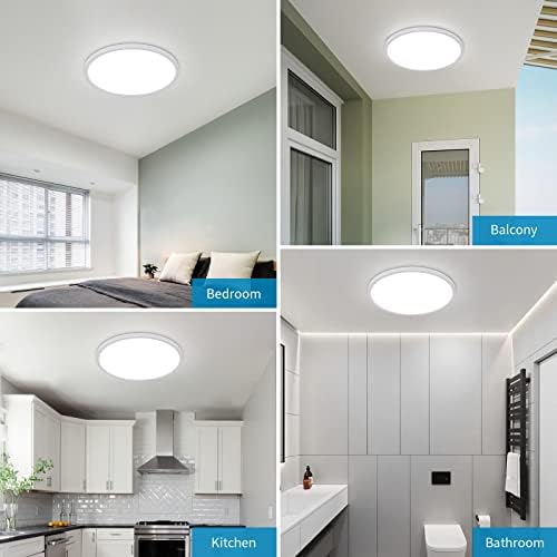 Luminária de teto de montagem em descarga Delipop, luz branca de 6500k fria 2160lm 24w iluminação de teto LED moderno, lâmpada de teto redondo de 12 polegadas para sala de estar, quarto, cozinha, banheiro, escada