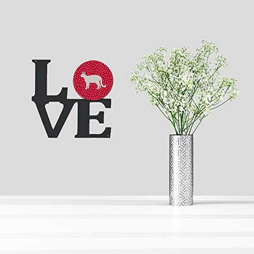 Tesouros de Caroline CK5596WALV BRANCO DEVON REX CAT AMO ARRAGEM DE PALAVRA DE METAL DE METAL LOVE, RED,