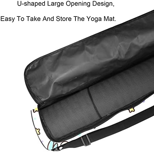 Pug Dog Unicorn Pattern Stars Yoga Mat Carrier Bag com Saco de Mat Bag de Mat Bag de Mat Bag de Bolsa de Ginástica