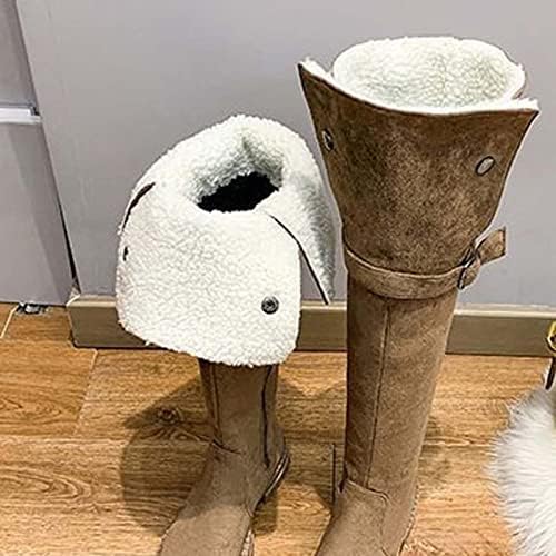 Botas de neve hcjkdu para mulheres plataforma de moda de inverno sapatos de algodão coxa de bota alta cinto de couro