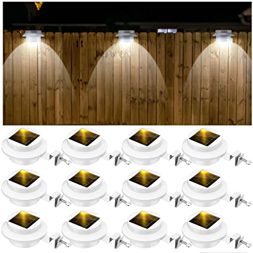 12 peças Gutter Lights Solar Security Segurança Luz de Luz ao ar livre Luzes solares solares à prova d'água Luzes LEDs para a parede Cerca escada da escada Eave Yard Garden Landscape Lightway