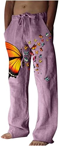 Calça larga de perna larga masculina de perna larga com borboleta de aranha de laço casual para homens para homens verão fino calças