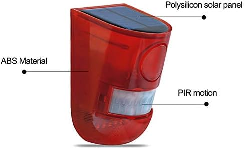 1 Pacote de alarme de sensor de movimento solar solar, luz de alarme de som solar, luz de alarme de som, alarmes de segurança de