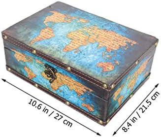 Caixa de breol Zerodeko Caixa de organizador de madeira Vintage Mapa mundial Mapa do mundo European Jóias Organizações da