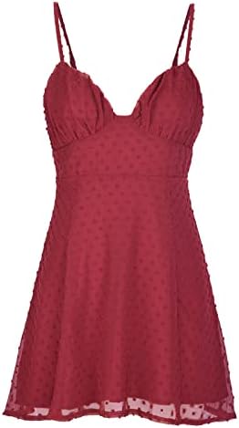 Vestido Lmdudan Cami para Mulheres Spaghetti Ajustes Vestidos Midi de pescoço Casual Logo Flowy Swing Sundress