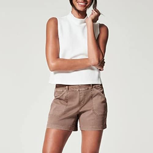 Zlovhe shorts femininos casuais, bolsos laterais curtos de teto feminino