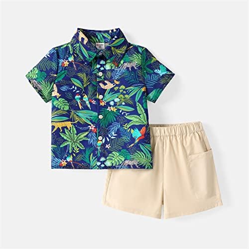 Patpat Toddler Baby Girls Shorts Conjunto de roupas havaianas Button top Down camisa e shorts Conjuntos de roupas para crianças pequenas